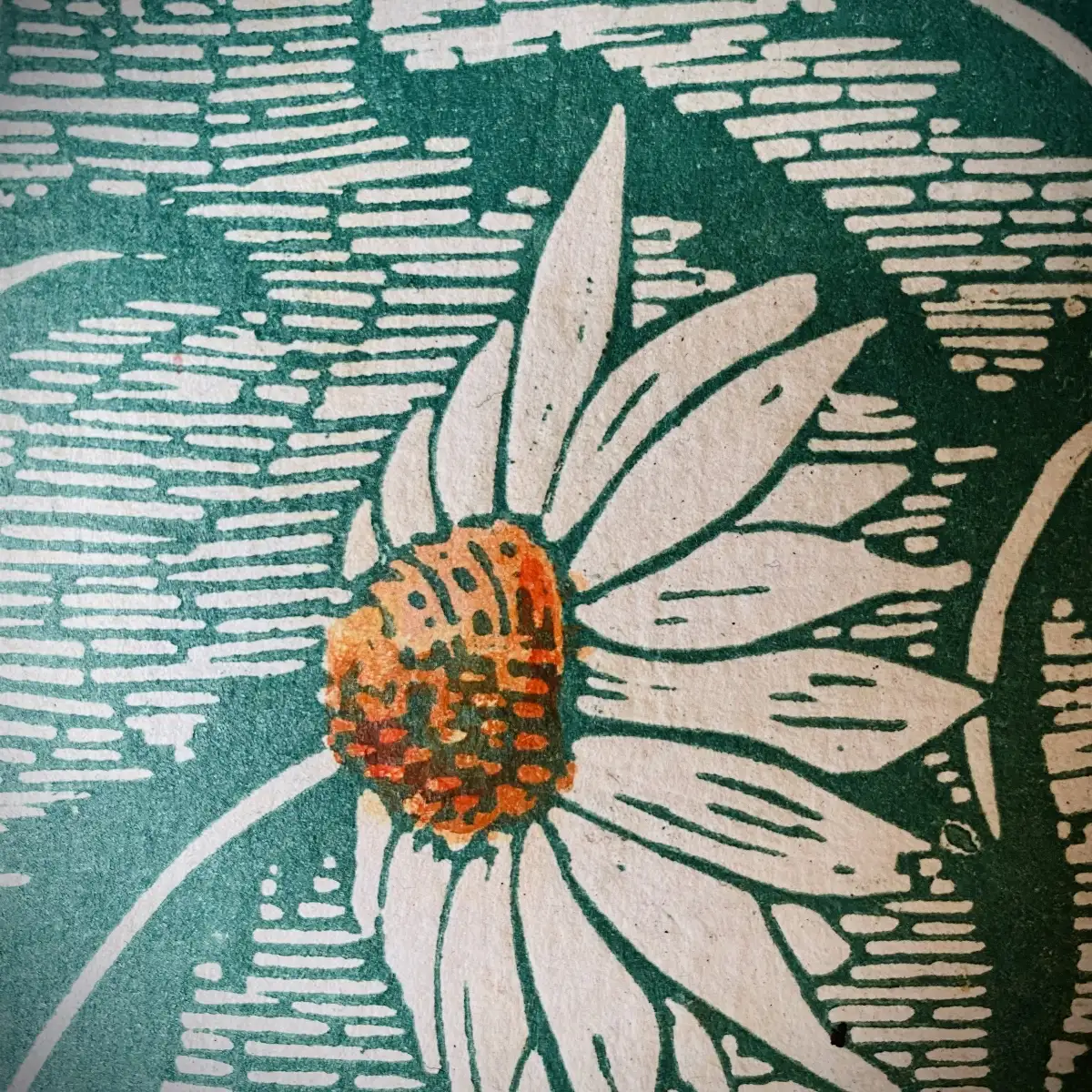 Papier dominoté Marguerite vert/orange, Format A4, Deux couleurs